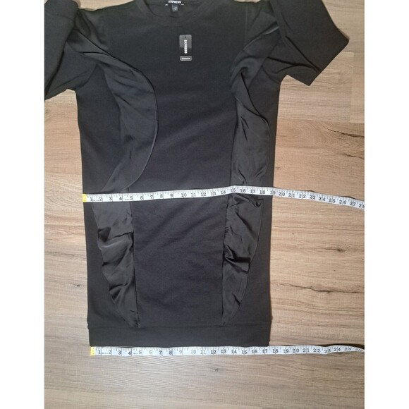 NWT Express Women's Black Ruffle Long Sleeve Sweatshirt Dress Tunic Size XS - Picture 10 of 12